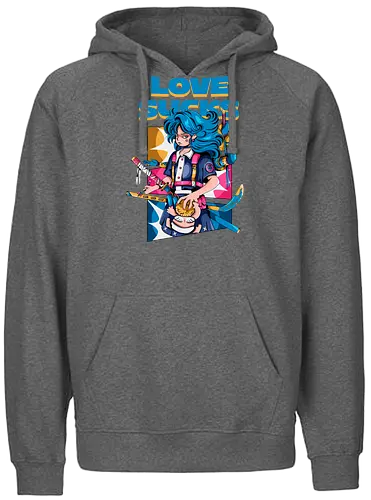 Love Sucks – Cyberpunk Anti-Valentine - Anti-Valentinstag, verknallt, süß und tödlich, Cybergirl, Cyberpunk-Valentinstag, Kawaii-Liebe, Robotermädchen, Valentinstags-Terror - Fairtrade Hoodie