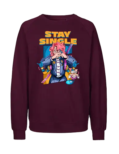 Bleib Single - Anti-Valentinstag, Cyber-Ninja, Cyberpunk-Valentinstag, Kawaii-Herzensbrecher, Ninja-Mädchen, Single bleiben, Valentinstag-Ninjutsu - Fairtrade Sweatshirt