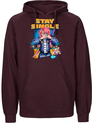 Bleib Single - Anti-Valentinstag, Cyber-Ninja, Cyberpunk-Valentinstag, Kawaii-Herzensbrecher, Ninja-Mädchen, Single bleiben, Valentinstag-Ninjutsu - Fairtrade Hoodie