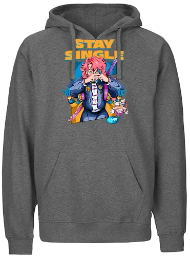 Bleib Single - Anti-Valentinstag, Cyber-Ninja, Cyberpunk-Valentinstag, Kawaii-Herzensbrecher, Ninja-Mädchen, Single bleiben, Valentinstag-Ninjutsu - Fairtrade Hoodie
