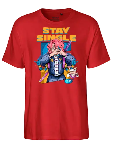 Bleib Single - Anti-Valentinstag, Cyber-Ninja, Cyberpunk-Valentinstag, Kawaii-Herzensbrecher, Ninja-Mädchen, Single bleiben, Valentinstag-Ninjutsu - Fairtrade T-Shirt