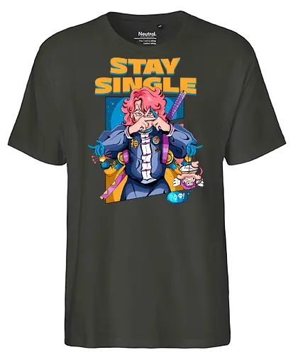 Bleib Single - Anti-Valentinstag, Cyber-Ninja, Cyberpunk-Valentinstag, Kawaii-Herzensbrecher, Ninja-Mädchen, Single bleiben, Valentinstag-Ninjutsu - Fairtrade T-Shirt