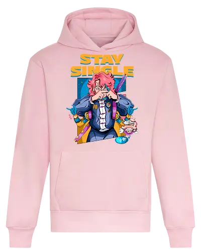 Bleib Single - Anti-Valentinstag, Cyber-Ninja, Cyberpunk-Valentinstag, Kawaii-Herzensbrecher, Ninja-Mädchen, Single bleiben, Valentinstag-Ninjutsu - Heavyweight Hoodie