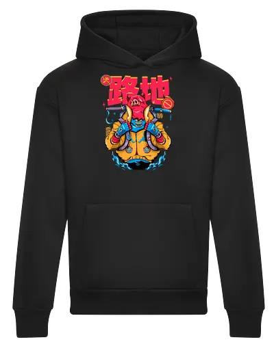 Wütendes rotes Schwein mit Katana