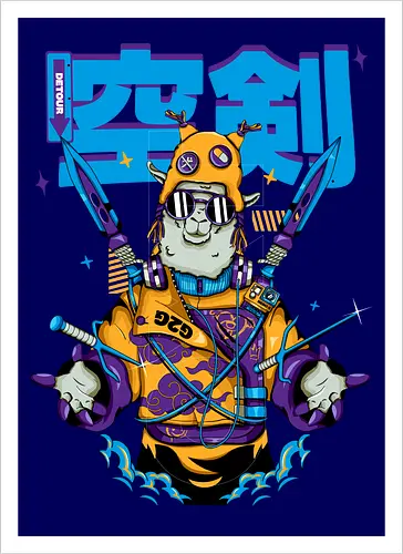 Attentäter-Lama – Cyberpunk-Samurai-Tier