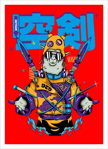 Attentäter-Lama – Cyberpunk-Samurai-Tier