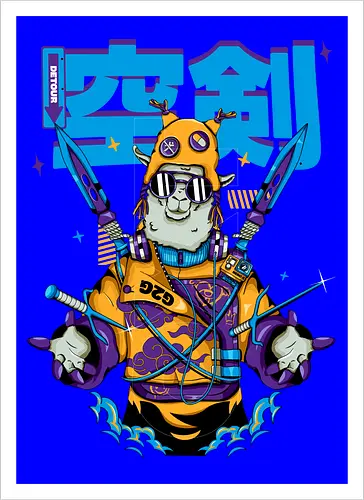 Attentäter-Lama – Cyberpunk-Samurai-Tier