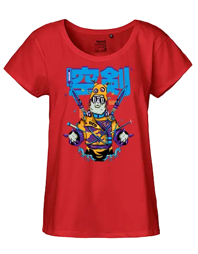 Attentäter-Lama – Cyberpunk-Samurai-Tier - Tierkrieger, Bladecore, Cyber-Tier, Cyberpunk-Samurai, pelzige Klinge, Kawaii-Assassine, Lama mit Haltung, Neotokyo, urbane Streetwear - Fairtrade Girl Shirt