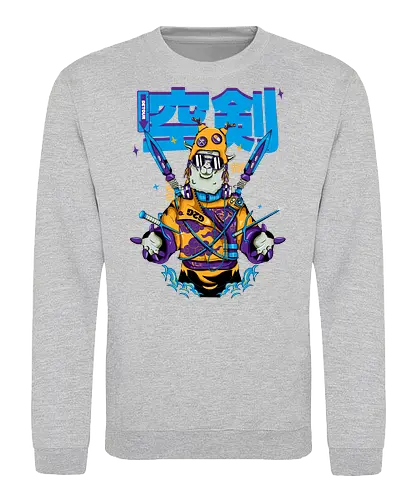 Attentäter-Lama – Cyberpunk-Samurai-Tier - Tierkrieger, Bladecore, Cyber-Tier, Cyberpunk-Samurai, pelzige Klinge, Kawaii-Assassine, Lama mit Haltung, Neotokyo, urbane Streetwear - Sweatshirt