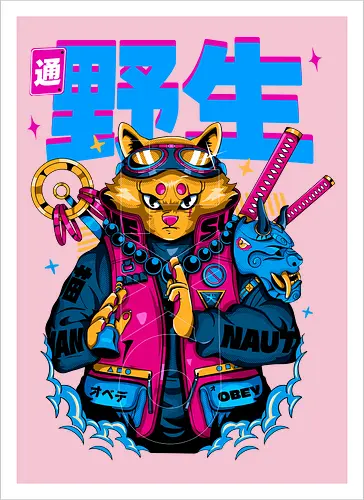 Samurai-Cyberpunk-Katze