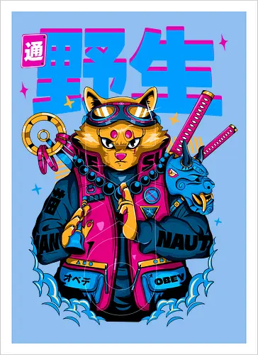 Samurai-Cyberpunk-Katze