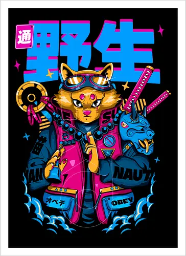 Samurai-Cyberpunk-Katze