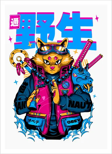 Samurai-Cyberpunk-Katze