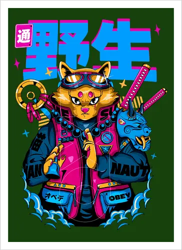 Samurai-Cyberpunk-Katze