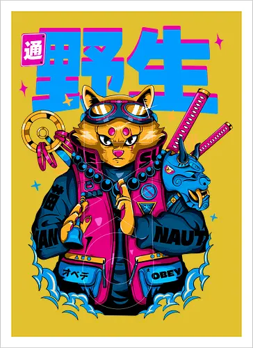 Samurai-Cyberpunk-Katze