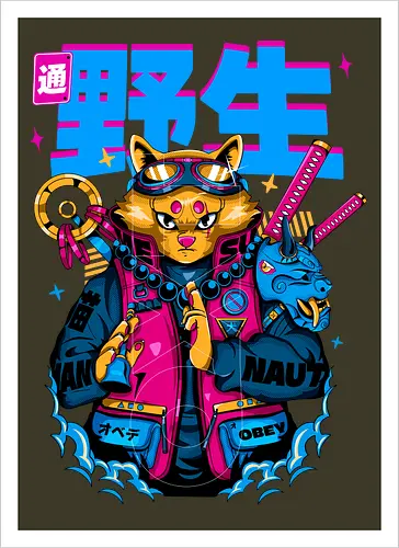 Samurai-Cyberpunk-Katze