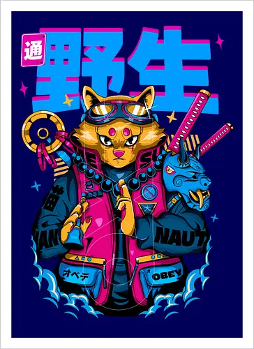 Samurai-Cyberpunk-Katze
