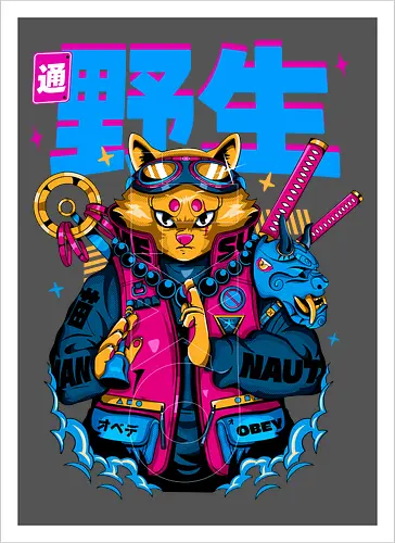 Samurai-Cyberpunk-Katze