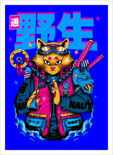 Samurai-Cyberpunk-Katze