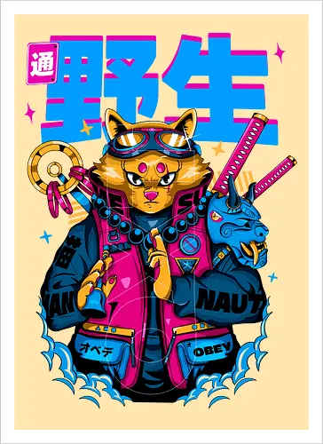Samurai-Cyberpunk-Katze