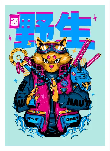 Samurai-Cyberpunk-Katze