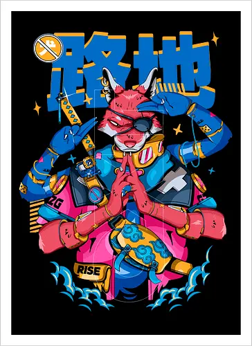 Tokyo-Straßenfuchs – Cyberpunk-Samurai