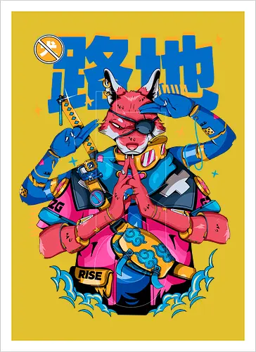 Tokyo-Straßenfuchs – Cyberpunk-Samurai