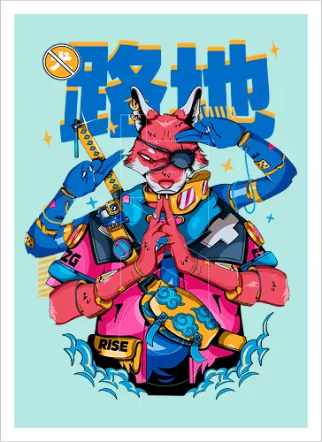 Tokyo-Straßenfuchs – Cyberpunk-Samurai