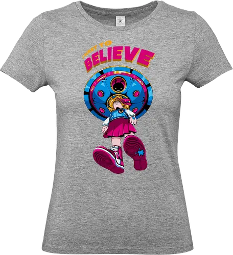 Ich will glauben - 90er-Jahre-Science-Fiction, Entführung, Alien-Angriff, kosmische Angst, gruseliger Außerirdischer, dunkle Science-Fiction, schwarzer Humor, ich will glauben, Vintage-Alien, Akte-X-Vibes - Standard T-Shirt (Frauen)