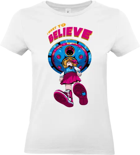 Ich will glauben - 90er-Jahre-Science-Fiction, Entführung, Alien-Angriff, kosmische Angst, gruseliger Außerirdischer, dunkle Science-Fiction, schwarzer Humor, ich will glauben, Vintage-Alien, Akte-X-Vibes - Standard T-Shirt (Frauen)