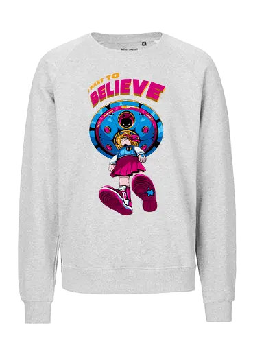 Ich will glauben - 90er-Jahre-Science-Fiction, Entführung, Alien-Angriff, kosmische Angst, gruseliger Außerirdischer, dunkle Science-Fiction, schwarzer Humor, ich will glauben, Vintage-Alien, Akte-X-Vibes - Fairtrade Sweatshirt