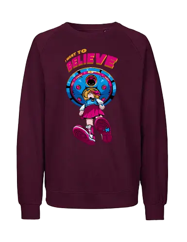 Ich will glauben - 90er-Jahre-Science-Fiction, Entführung, Alien-Angriff, kosmische Angst, gruseliger Außerirdischer, dunkle Science-Fiction, schwarzer Humor, ich will glauben, Vintage-Alien, Akte-X-Vibes - Fairtrade Sweatshirt