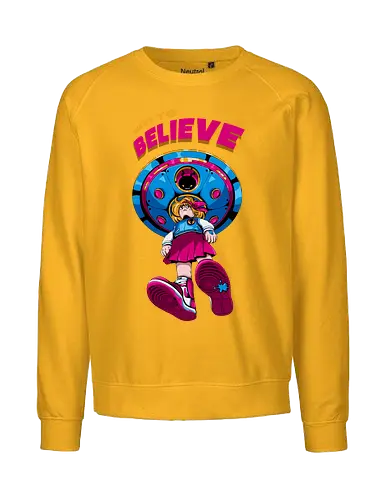 Ich will glauben - 90er-Jahre-Science-Fiction, Entführung, Alien-Angriff, kosmische Angst, gruseliger Außerirdischer, dunkle Science-Fiction, schwarzer Humor, ich will glauben, Vintage-Alien, Akte-X-Vibes - Fairtrade Sweatshirt