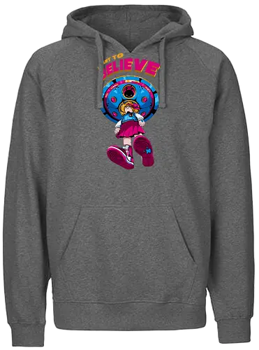 Ich will glauben - 90er-Jahre-Science-Fiction, Entführung, Alien-Angriff, kosmische Angst, gruseliger Außerirdischer, dunkle Science-Fiction, schwarzer Humor, ich will glauben, Vintage-Alien, Akte-X-Vibes - Fairtrade Hoodie