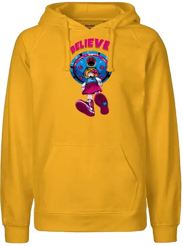 Ich will glauben - 90er-Jahre-Science-Fiction, Entführung, Alien-Angriff, kosmische Angst, gruseliger Außerirdischer, dunkle Science-Fiction, schwarzer Humor, ich will glauben, Vintage-Alien, Akte-X-Vibes - Fairtrade Hoodie