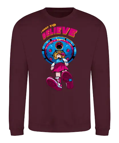 Ich will glauben - 90er-Jahre-Science-Fiction, Entführung, Alien-Angriff, kosmische Angst, gruseliger Außerirdischer, dunkle Science-Fiction, schwarzer Humor, ich will glauben, Vintage-Alien, Akte-X-Vibes - Sweatshirt