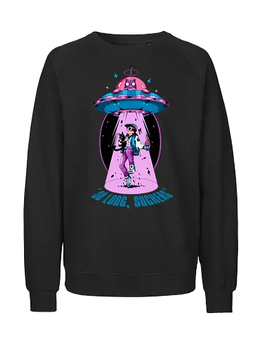 Auf Wiedersehen - Entführung, Alien-Katze, schwarzer Humor, lustiges UFO, intergalaktisches Haustier, Miau aus dem All, Meowcore, Retroscifi, Mach's gut, UFO-Katze - Fairtrade Sweatshirt