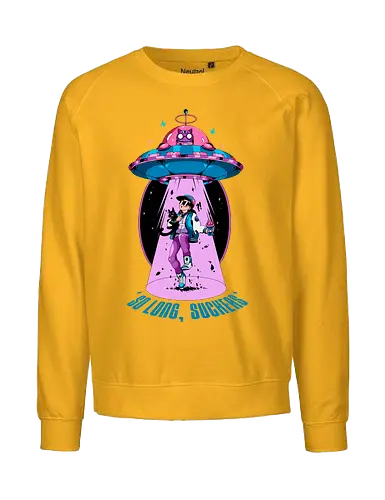 Auf Wiedersehen - Entführung, Alien-Katze, schwarzer Humor, lustiges UFO, intergalaktisches Haustier, Miau aus dem All, Meowcore, Retroscifi, Mach's gut, UFO-Katze - Fairtrade Sweatshirt