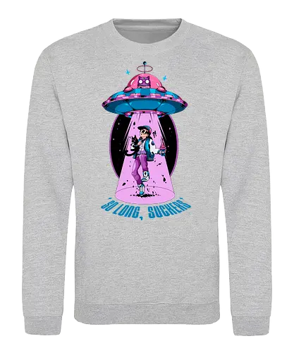 Auf Wiedersehen - Entführung, Alien-Katze, schwarzer Humor, lustiges UFO, intergalaktisches Haustier, Miau aus dem All, Meowcore, Retroscifi, Mach's gut, UFO-Katze - Sweatshirt