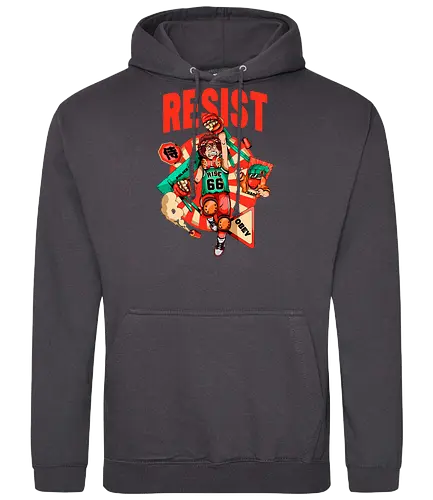 Widerstand – Futuristische Dystopie - Ästhetische Revolution, Anarchie, Cyber-Aktivismus, Cyberpunk-Rebellion, dystopischer Protest, Rebell mit Stil, Rebellion, Widerstand, Tränengasprotest, städtischer Aufruhr - Standard Hoodie