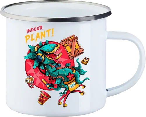 Zimmerpflanze - asozial, digital, asoziale Ästhetik, fleischfressende Pflanze, Photosynthese, Gamer-Pflanze, Zimmerpflanze, Plantcore, Quarantänecore, seltsames Indoor - Emailletasse