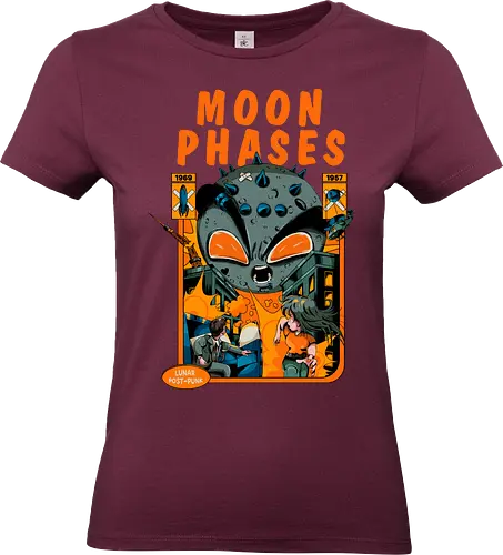 Mondphasen - punk graphics, weirdcore, angry moon, angry moon phases, astrology, dark aesthetic, disaster humor, lunar phases, post punk moon - Standard T-Shirt (Frauen)
