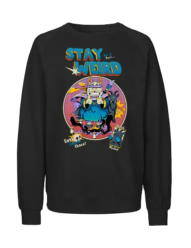 Bleib weird - seltsame Katze, Hexenkatze, unheimliches Kawaii, okkulter Humor, Ritualkatze, Shinto-Punk, bleib seltsam, Beschwörungskreis, dunkel süß - Fairtrade Sweatshirt