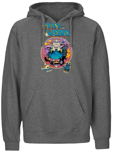 Bleib weird - seltsame Katze, Hexenkatze, unheimliches Kawaii, okkulter Humor, Ritualkatze, Shinto-Punk, bleib seltsam, Beschwörungskreis, dunkel süß - Fairtrade Hoodie