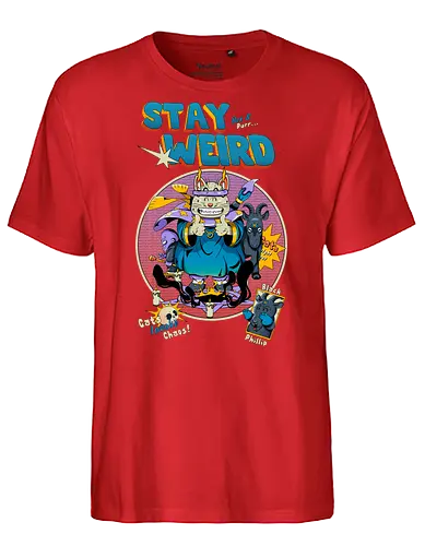 Bleib weird - seltsame Katze, Hexenkatze, unheimliches Kawaii, okkulter Humor, Ritualkatze, Shinto-Punk, bleib seltsam, Beschwörungskreis, dunkel süß - Fairtrade T-Shirt
