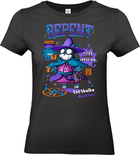 Bereue - katze, cthulhu, gruselig süß, dunkle kunst, dunkle katze, schwarzer humor, dunkel süß, okkulte katze, rituelle katze, beschwörung, hexenkatze, unheimliches kätzchen, lovecraft, necronomicon, hexenkatze - Standard T-Shirt (Frauen)