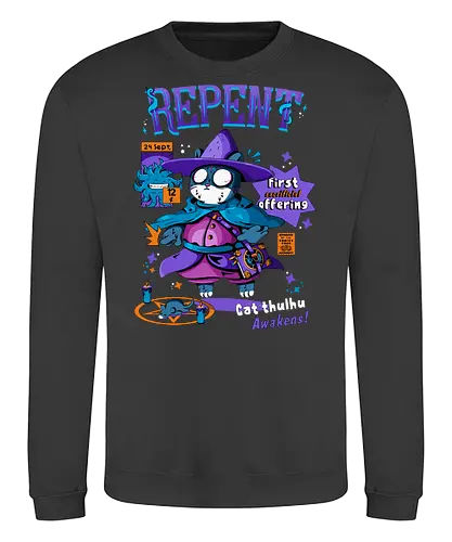 Bereue - katze, cthulhu, gruselig süß, dunkle kunst, dunkle katze, schwarzer humor, dunkel süß, okkulte katze, rituelle katze, beschwörung, hexenkatze, unheimliches kätzchen, lovecraft, necronomicon, hexenkatze - Sweatshirt