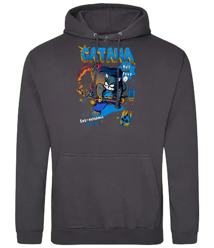 Catana - Katze, Katze mit Schwert, Catana, Dämonentöter, Katzenkrieger, Hölle, Hellcat-Stil, höllischer Kampf, Katana-Katze, Kawaii-Rache, Samurai, Samurai-Katze - Standard Hoodie