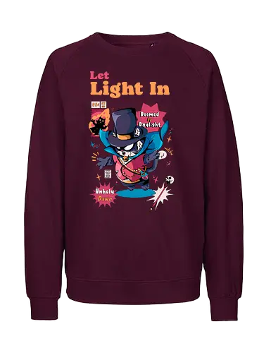 Lass Licht herein - schwarze Katze, dunkle Ästhetik, dunkel süß, ewige Nacht, Gothic-Katze, gruselige Katze, Sonnenlicht ist giftig, Untote, Vampirkatze, viktorianischer Horror, viktorianischer Vampir - Fairtrade Sweatshirt