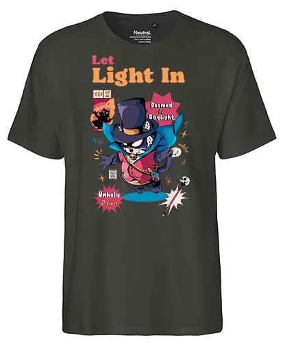 Lass Licht herein - schwarze Katze, dunkle Ästhetik, dunkel süß, ewige Nacht, Gothic-Katze, gruselige Katze, Sonnenlicht ist giftig, Untote, Vampirkatze, viktorianischer Horror, viktorianischer Vampir - Fairtrade T-Shirt